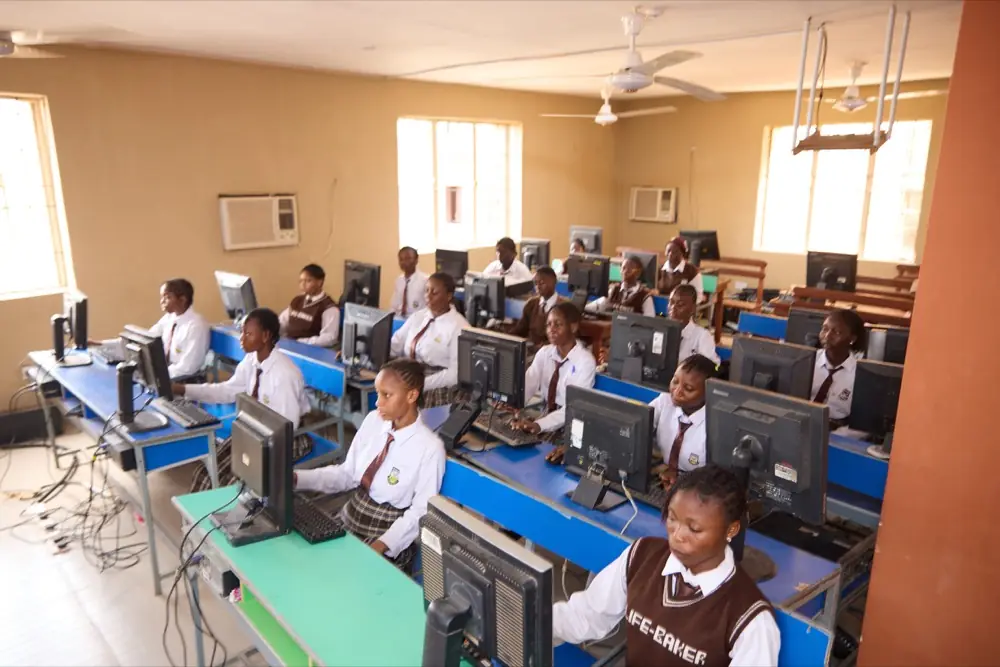 Workstations set up for an examination