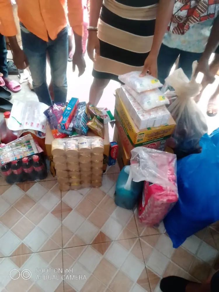 Pupils on the annual charity visit to the orphanage home
