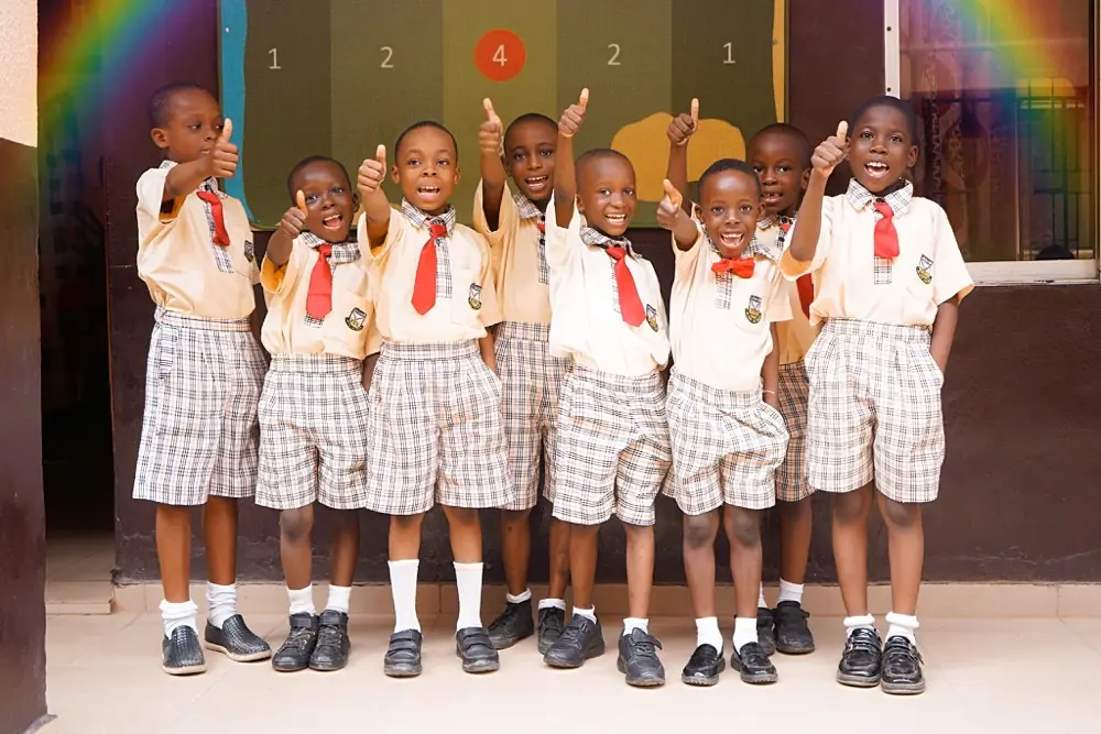 Nursery children lined up in class