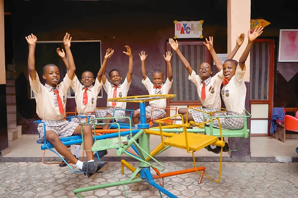 A nursery group together in their classroom