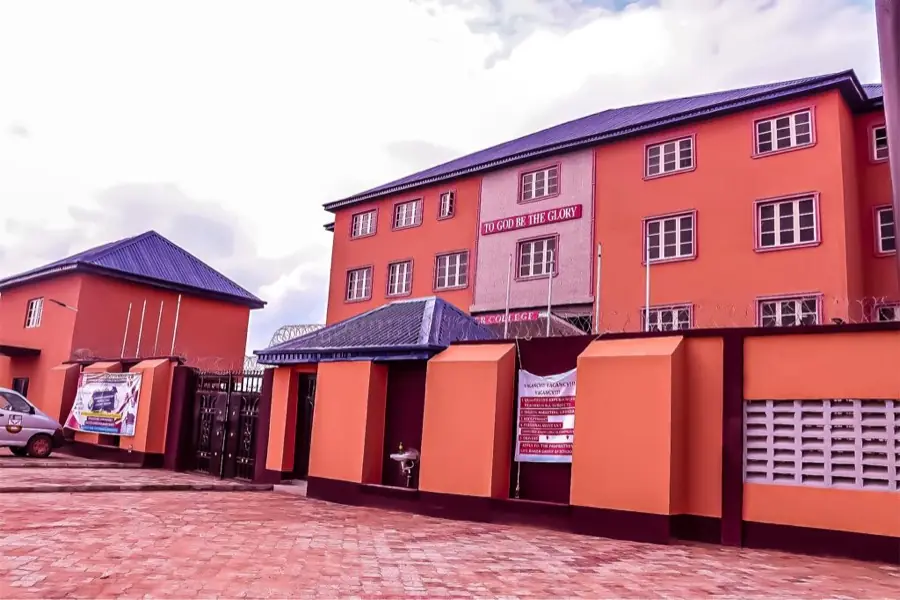 The school buildings from the compound