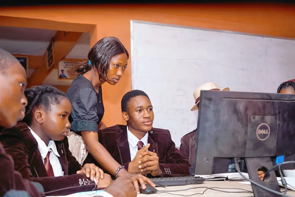 Students reading in the school library