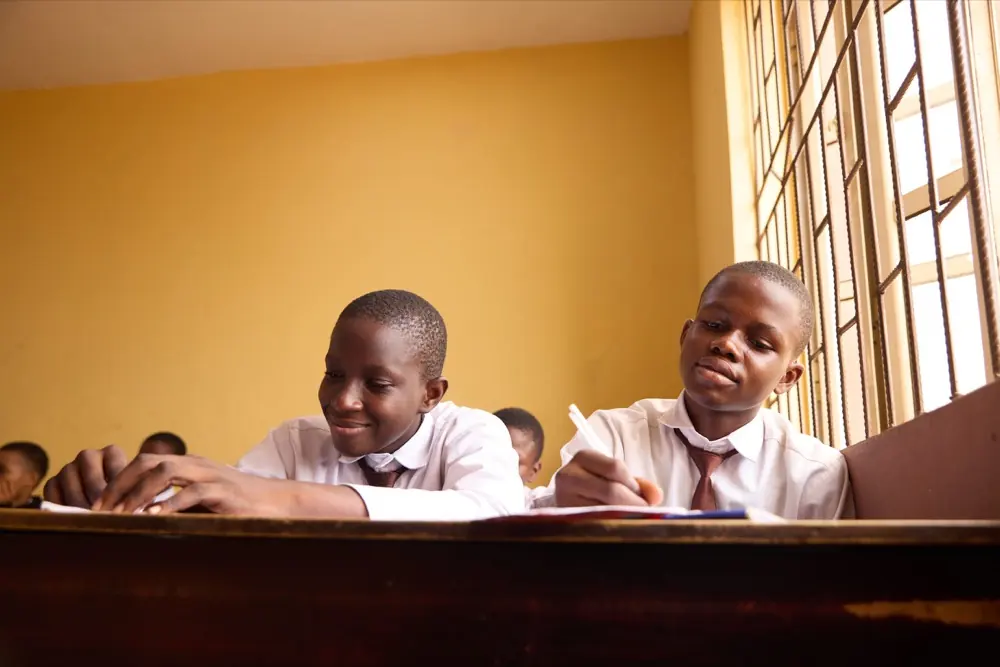 A teacher working with a class