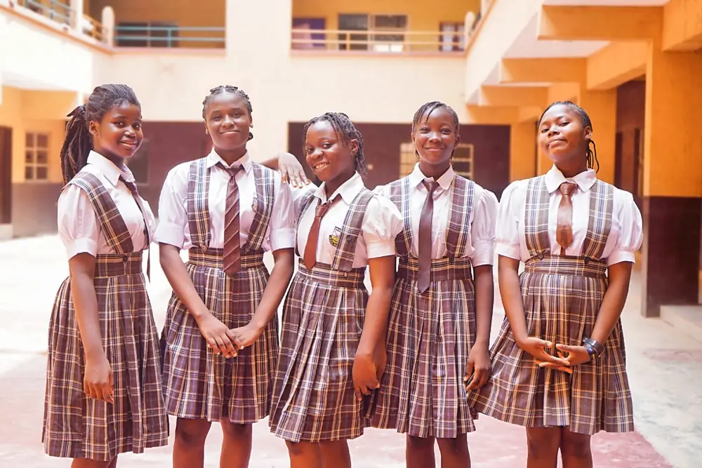 Senior students lined up in uniform